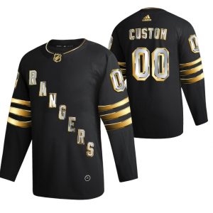 New York Rangers Trikot Benutzerdefinierte Schwarz 2021 Golden Edition Limited Authentic